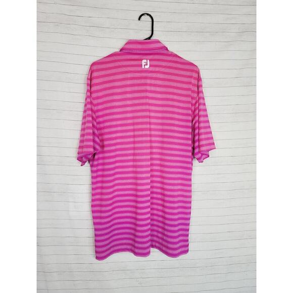 FOOTJOY STRIPED OMBRE PINK SHORT SLEEVE POLO, SZ MEDIUM - Picture 14 of 15